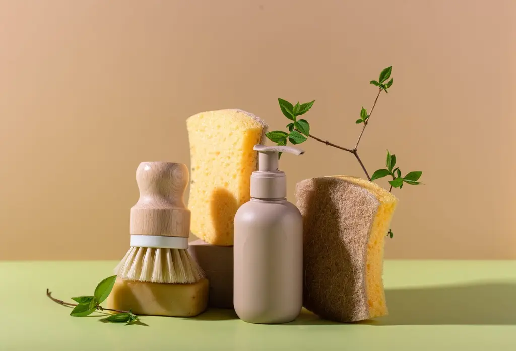 Natural sponges and wooden cleaning brushes for an eco-friendly gift clean in Maidstone